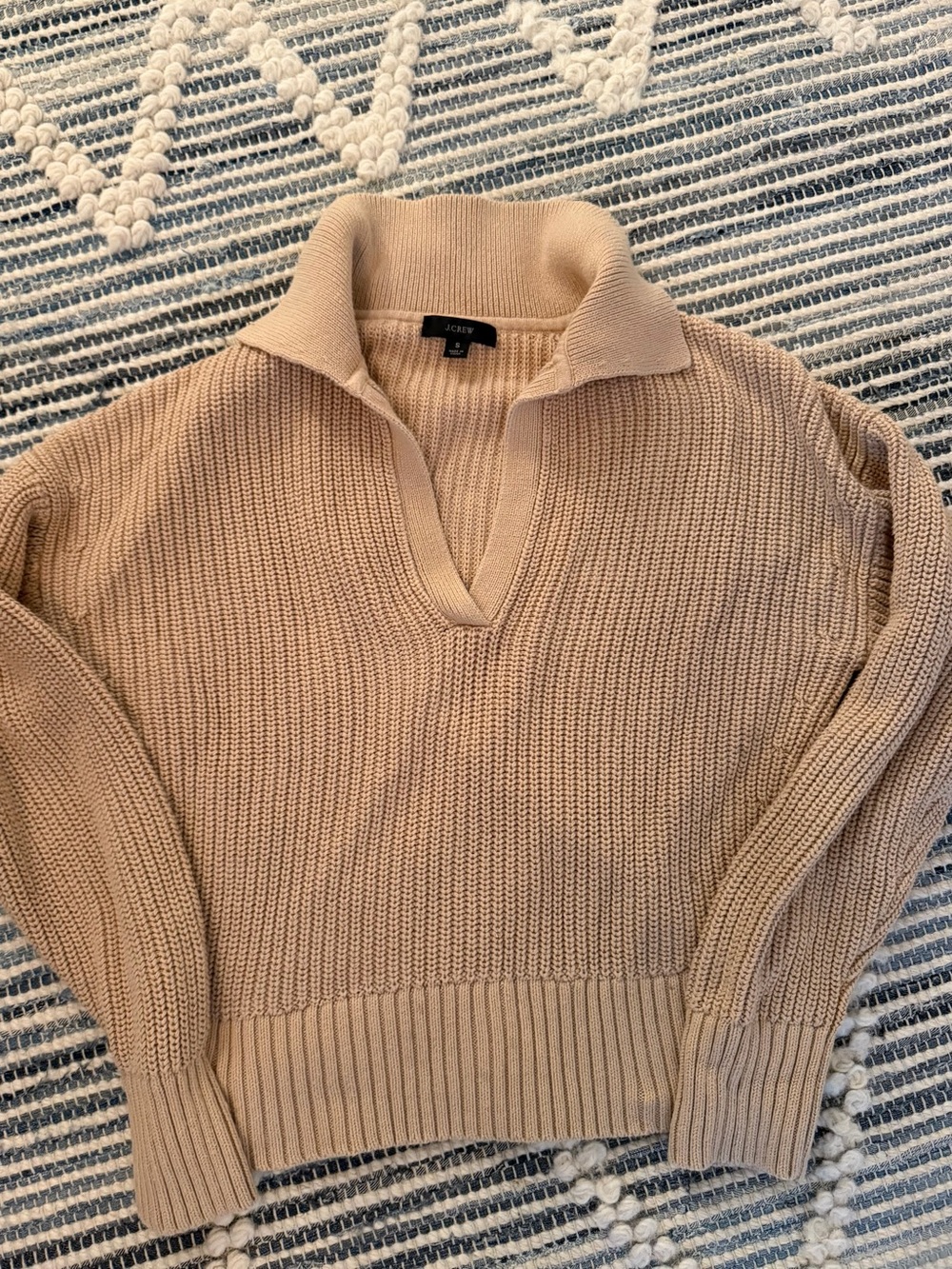 J. Crew Women's Tan Knit Popover Sweater with Collar